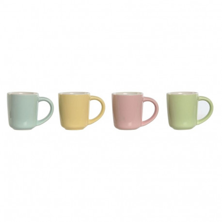 Piece Coffee Cup Set Home ESPRIT Yellow Blue Green Pink Porcelain 90 ml 4 Pieces