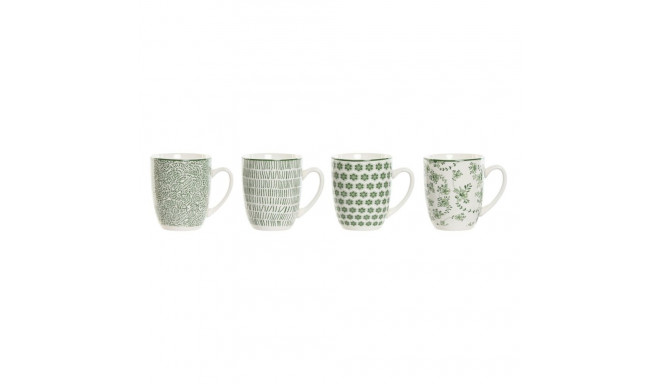 4 Piece Mug Set Home ESPRIT White Green Porcelain 340 ml