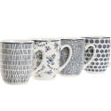 4 Piece Mug Set Home ESPRIT Blue White Porcelain 340 ml