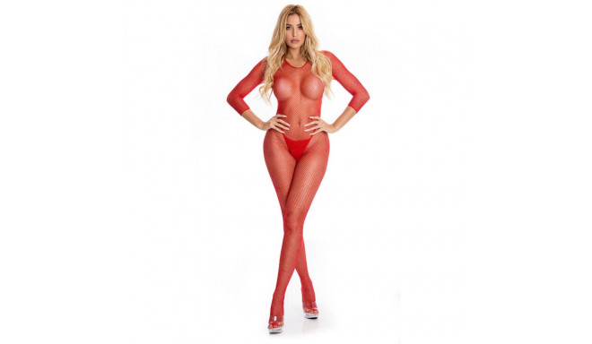 Bodystocking Pink Lipstick Red (M/L)