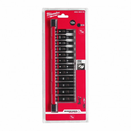 MILWAUKEE SET OF IMPACT SOCKETS 1/4" 12 pcs.