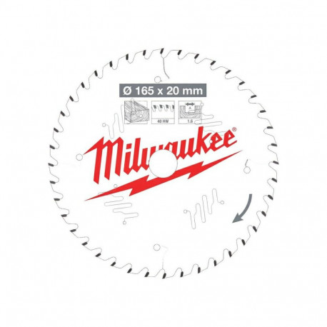 MILWAUKEE ketassaag 165x20x2.2x48z puit - puhas lõige CSB P W