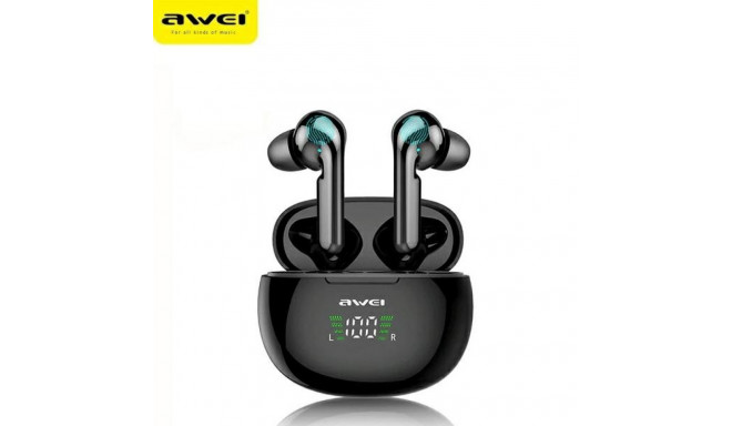 AWEI Bluetooth 5.0 T15P TWS kõrvaklapid dokkimisjaamaga must
