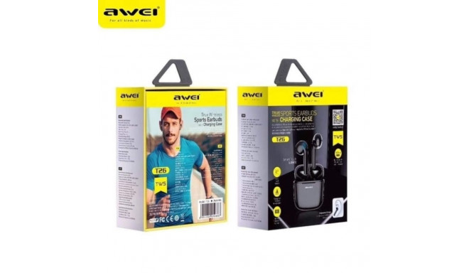 AWEI Bluetooth 5.0 T26 TWS kõrvaklapid koos dokkimisjaamaga must
