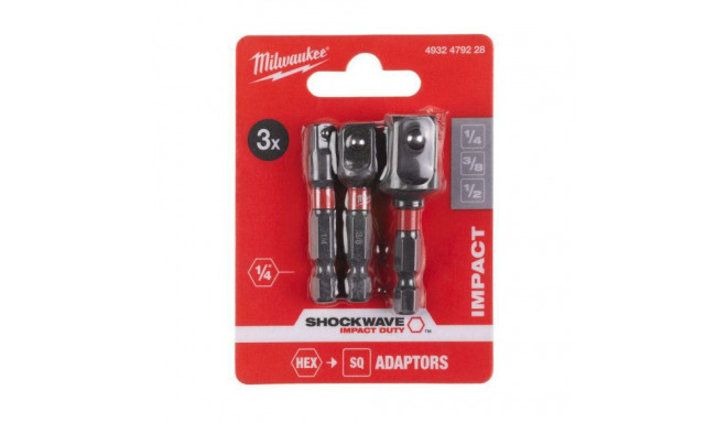 3-piece adapter set MILWAUKEE Shockwave impact duty