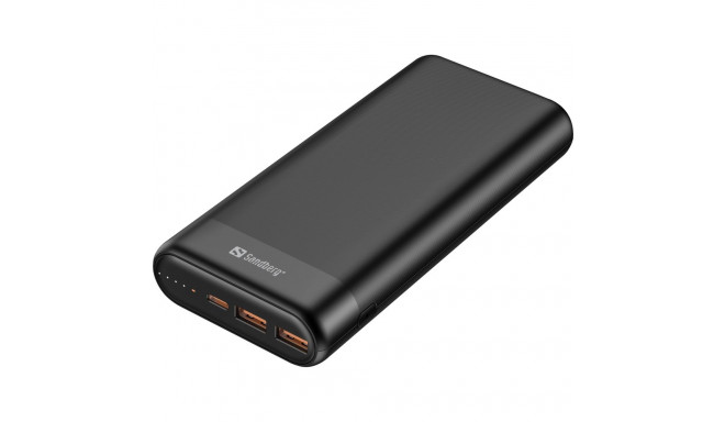 "Sandberg 420-62 Powerbank 20000mAh 65W QC3.0 USB-C/2xUSB-A Schwarz"