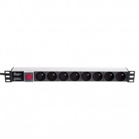 Listwa zasilająca PDU Netrack 19'' 1U, 230V/16A, 8xE, ALU