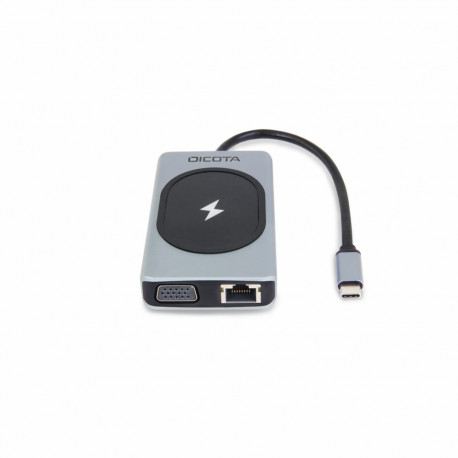 DICOTA D32059 liidesehub USB Type-C must, hõbedane