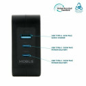 Mobilis Charger 100W 2USB C 1USBA GaN cable 100W Laptop, Smartphone, Tablet Black AC Indoor