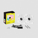 Corsair | 140mm White PWM Fan, Dual Fan Kit with Lighting Node CORE | iCUE SP140 RGB ELITE Performan