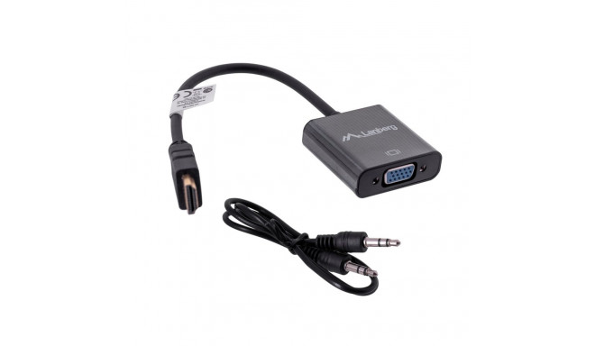 Lanberg AD-0017-BK video cable adapter 0.2 m VGA (D-Sub) HDMI Type A (Standard) Black