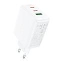 Acefast Wall charger Acefast A41 , 2x USB-C + USB, GaN 65W (white)