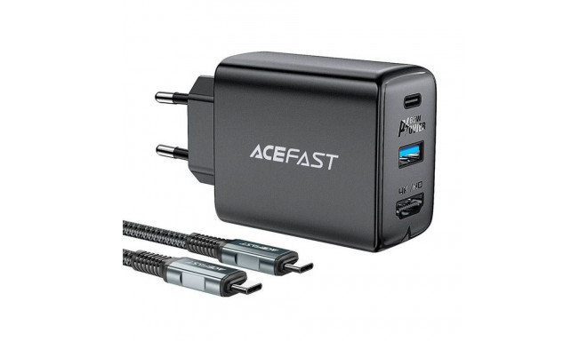 Acefast Wall Charger Acefast A17, 65W GaN + kabel USB-C (black)