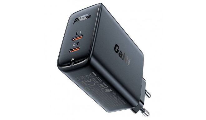 Acefast Wall charger Acefast A29 PD50W GAN 2x USB-C 50W (black)