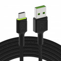 Green cell Cable USB - USB-C Green Cell GC Ray, 120cm, green LED, with Ultra Charge, QC 3.0