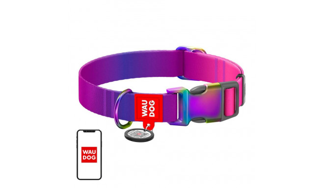 Waudog gradient nylon dog collar with QR code, purple , size XL