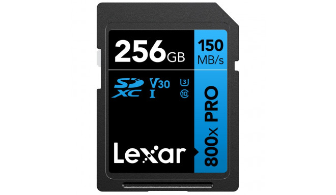 Lexar SDXC 800x Pro UHS-I cards, C10 (V30) U3, R150/W45, 256GB