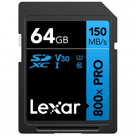 Lexar SDXC 800x Pro UHS-I cards, C10 (V30) U3, R150, 64GB