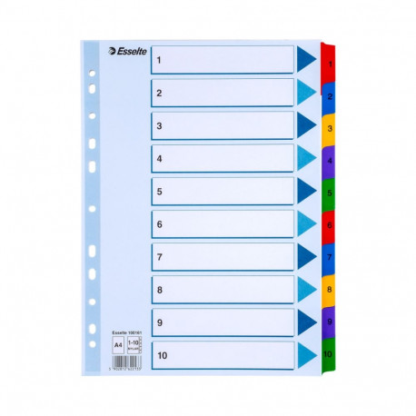 Registri vahelehed ESSELTE A4 1-10 värvi kartong