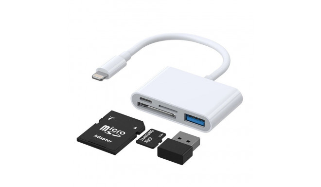 Joyroom S-H142 Lightning OTG HUB - USB-A 3.2 / Lightning / SD, TF card reader - white