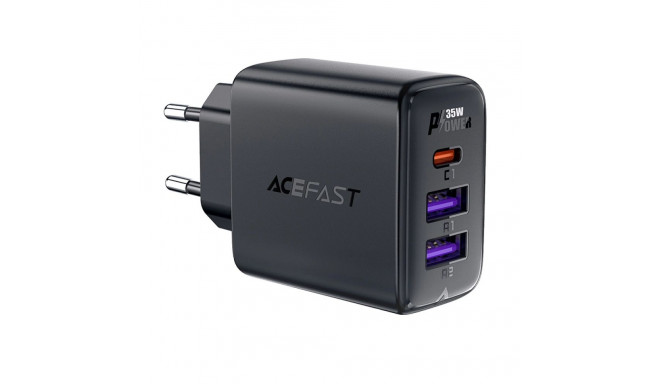 Acefast A57 PD 35W GaN charger 2 x USB-A + USB-C with 3 ports - black