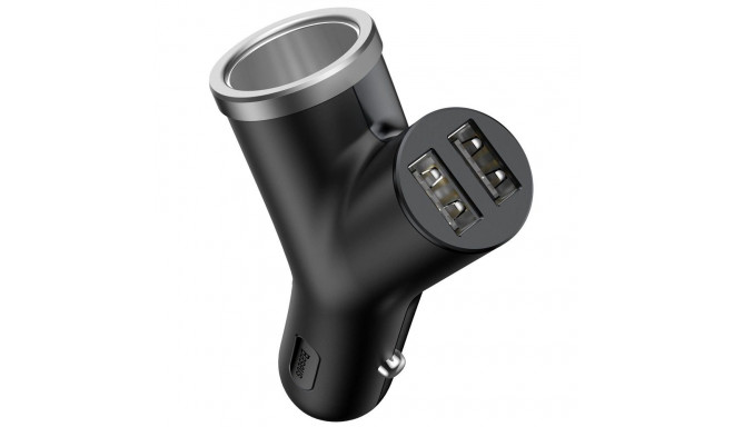 Baseus Y Type Car Charger car charger 2x USB + cigarette lighter socket 3.4A black (CCALL-YX01)