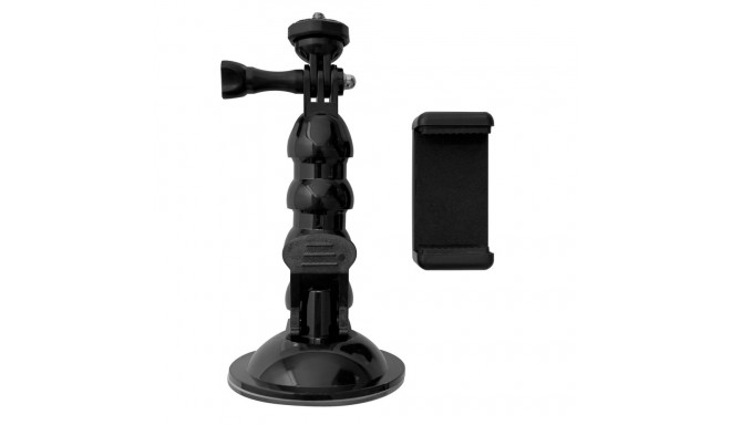 Hurtel mount Suction Cup for GoPro/DJI/Insta360/SJCam/Eken + smartphone adapter, black