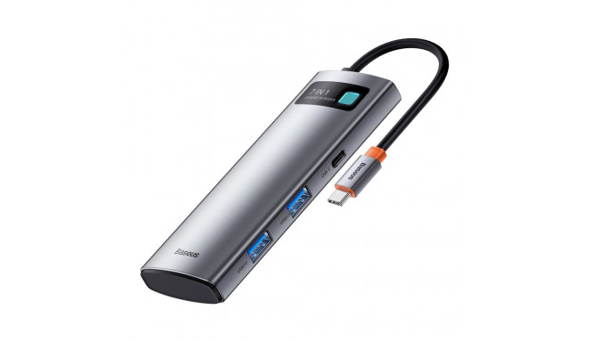 Baseus Metal Gleam Series multifunctional USB HUB 7in1 Type C HDMI TF PD card reader gray (WKWG02011