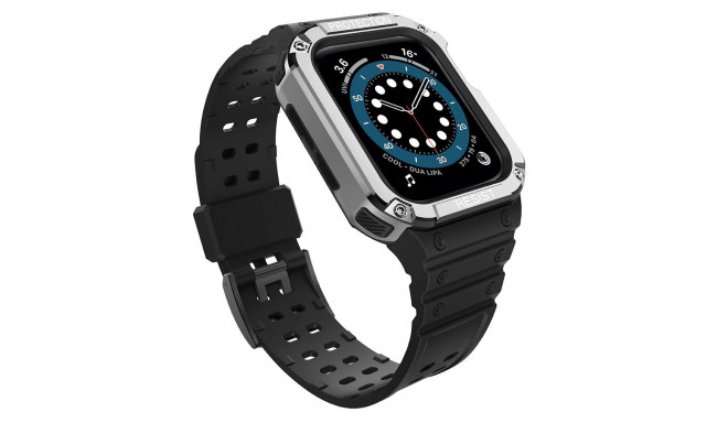 Protect Strap Band Band with Case for Apple Watch 7 / SE (41/40 / 38mm) Case Armored Watch Cover Bla