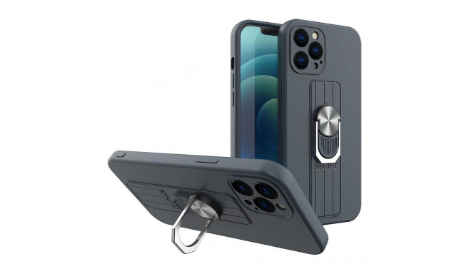 Ring Case silicone case with finger grip and stand for Samsung Galaxy A32 4G dark blue
