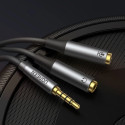 Ugreen AUX splitter for headphones and microphone 1 x male 3.5mm, 2 x female 3.5mm 20cm black (AV192