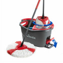 Mop with Bucket Vileda mop en steel Supermocio 3Action Valge Punane Mikrokiud