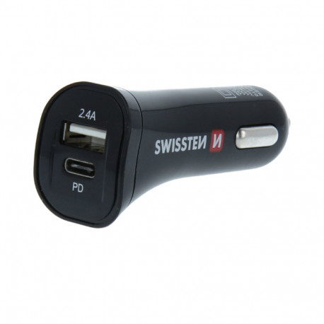 Swissten Power Delivery Car charger 12 / 24V / 2.4A / 30W + Micro USB Cable 1.5m