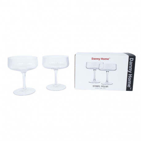 Champagne goblets 2pcs STRIPE POLAR H12cm 220ml, transparent glass