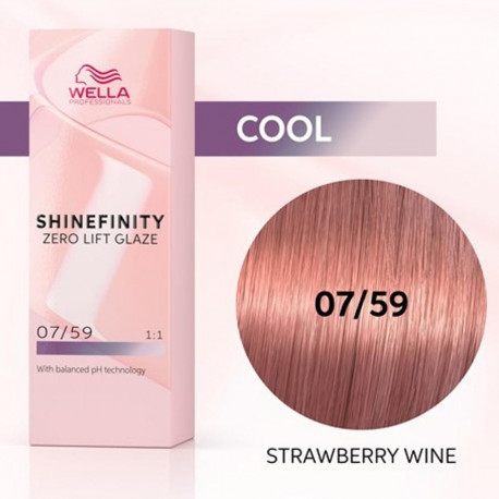Wella juuksevärv Shinefinity Zero Lift Glaze 07/59 60ml, maasikavein