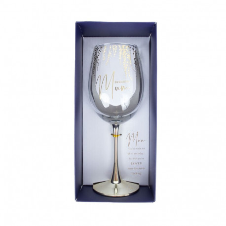Wine goblet FLOW "Beautiful Mum" H23,7cm 450ml, transparent glass, blue box