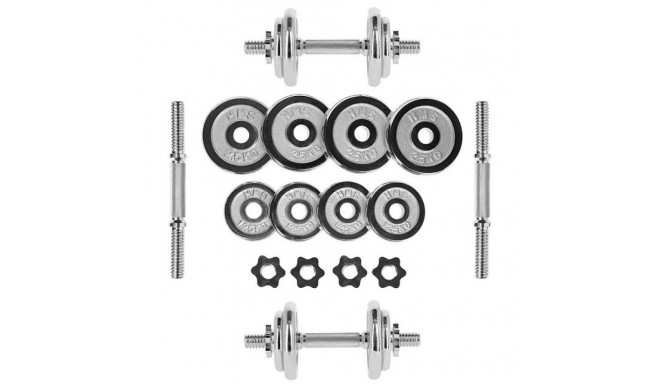 Chrome barbells in a case HMS STC15 (2 x 10 kg)