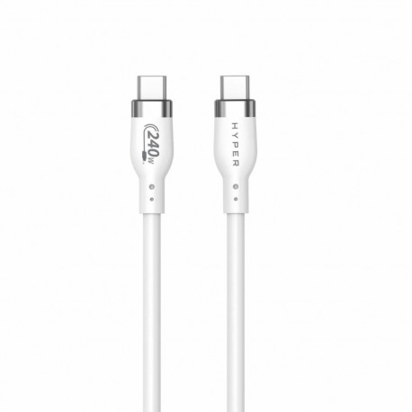 HYPER USB-C–USB-C silikoonkaabel HyperJuice 240W 6ft/2m, valge