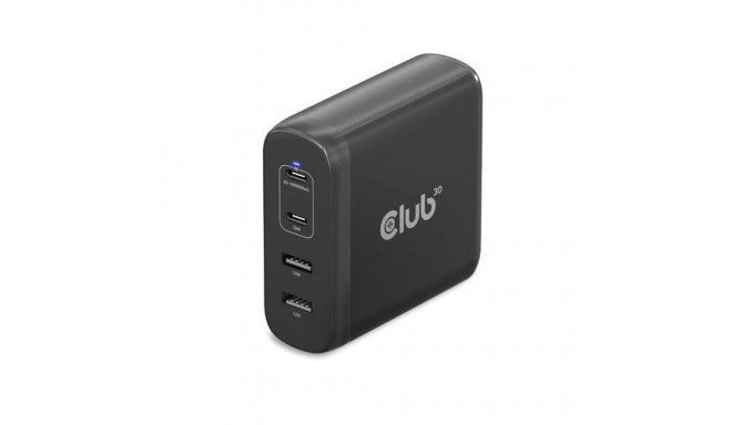 CLUB3D Travel Charger 100W GaN technology, Four port USB Type-A(2x) and -C(2x), Power Delivery(PD) 3