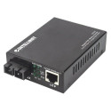 Intellinet Gigabit PoE+ Media Converter, 1000Base-T RJ45 Port to 1000Base-LX (SC) Single-Mode, 20 km