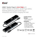 CLUB3D USB4™ Gen3x2 Type-C, 6-in-1 Hub with HDMI™ 8K60Hz or 4K120Hz, 2xUSB Type-A(10G), Ethernet RJ4