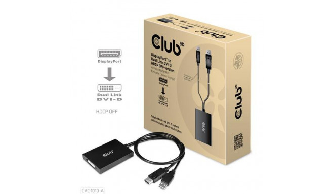 CLUB3D DisplayPort to Dual Link DVI-D HDCP OFF version Active Adapter M/F for Apple Cinema Displays