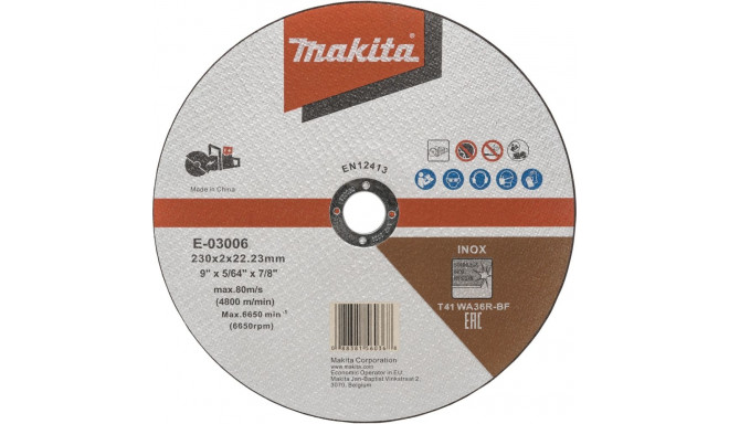 Makita E-03006 cutting disk 230x1,9mm INOX