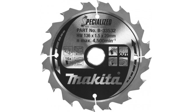 Makita B-33532 SPECIALIZED Saw Blade 136x20x16Z