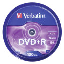 1x100 Verbatim DVD+R 4,7GB 16x Speed, matt silver