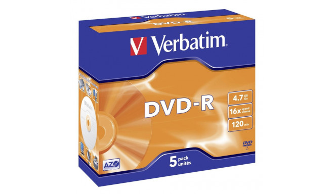 1x5 Verbatim DVD-R 4,7GB 16x Speed, Jewel Case