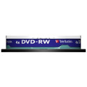 1x10 Verbatim DVD-RW 4,7GB 4x Speed, matte silver Cakebox