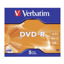 1x5 Verbatim DVD-R 4,7GB 16x Speed, Jewel Case