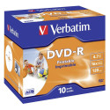 1x10 Verbatim DVD-R 4,7GB 16x Speed, Jewel Case, printable