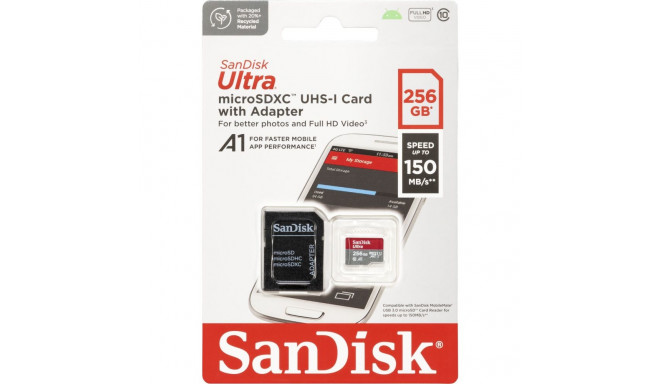 SanDisk Ultra microSDXC A1 256GB 150MB/s adapteriga